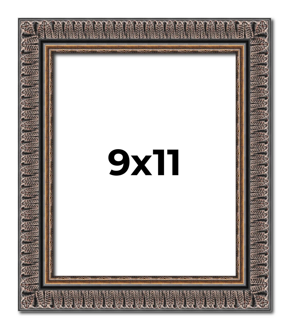 Photo Size Ornate Black Picture Frame - UV Acrylic, Foam Board Backing, Hanging Hardware